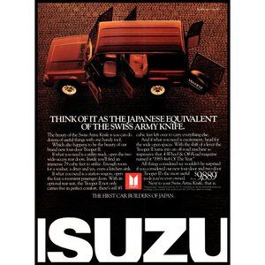 1986 Isuzu Trooper II 4 Door SUV Vintage Print Ad Cobblestone Wall Art Photo